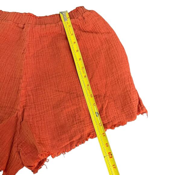 Blank NYC Sunset Escape Shorts Womens M Orange Red High Rise Cotton Raw Hem NWT - Picture 16 of 16